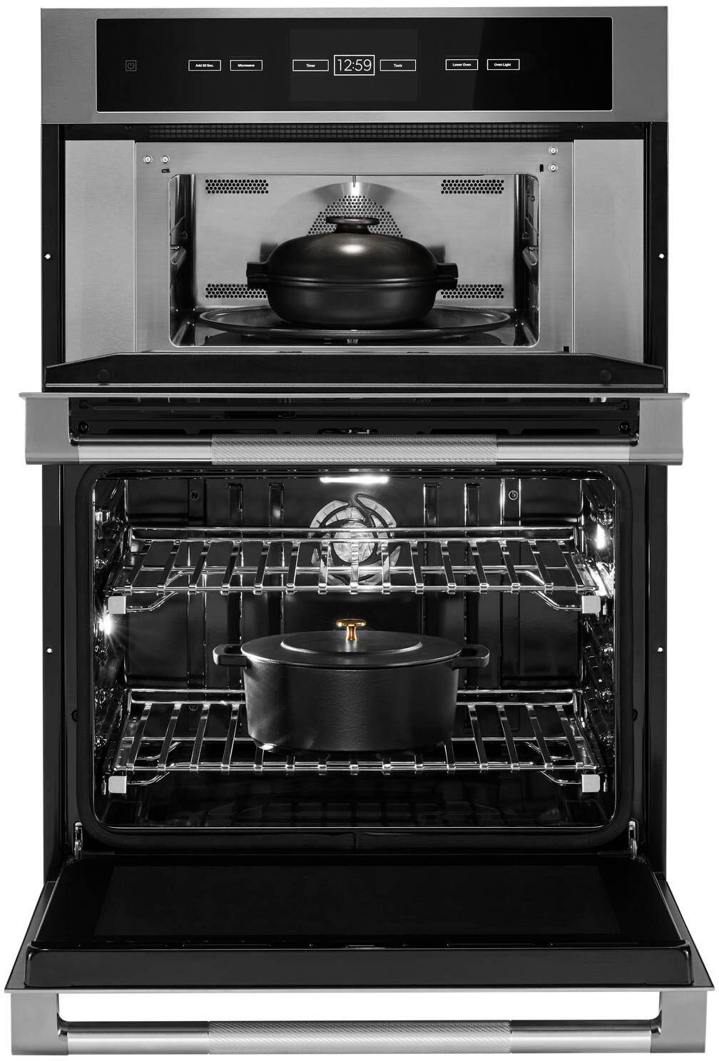 Alt View 1. JennAir - 30" Built-In Double Electric Convection Wall Oven with Built-in Microwave - Stainless Steel.