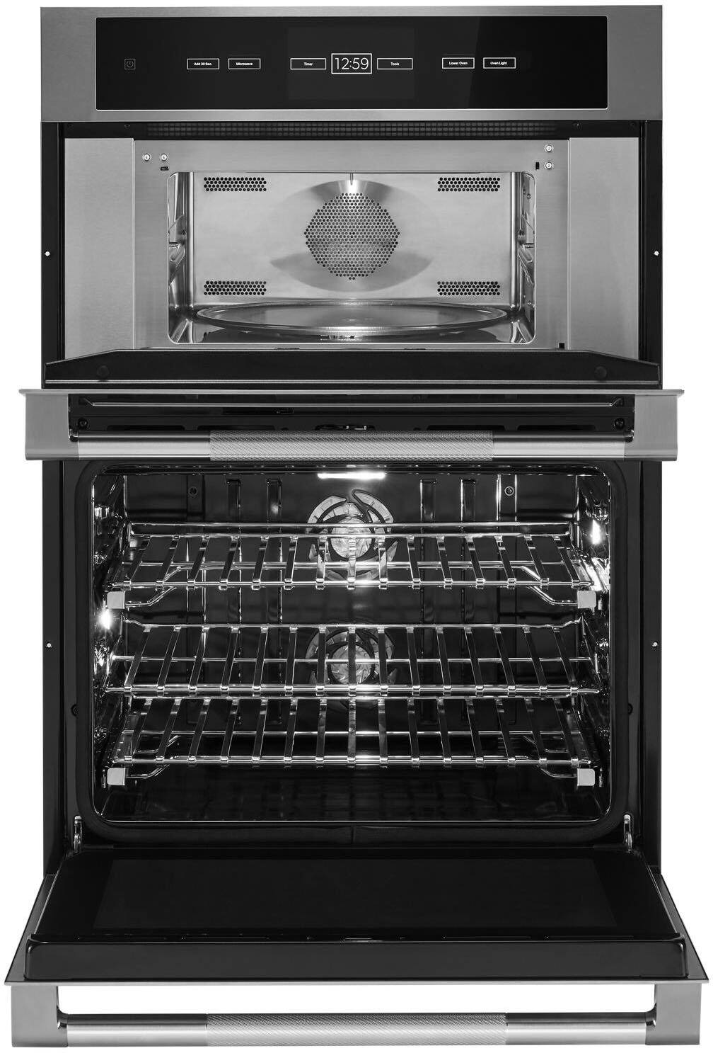 Alt View 2. JennAir - 30" Built-In Double Electric Convection Wall Oven with Built-in Microwave - Stainless Steel.