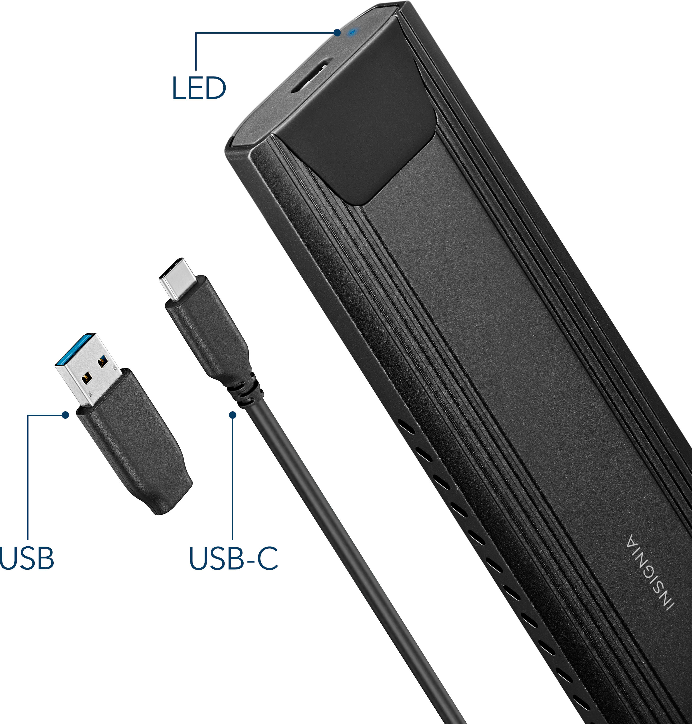 Insignia™ M.2 NVMe to USB-C Enclosure Black NS-PCNVMEHDE