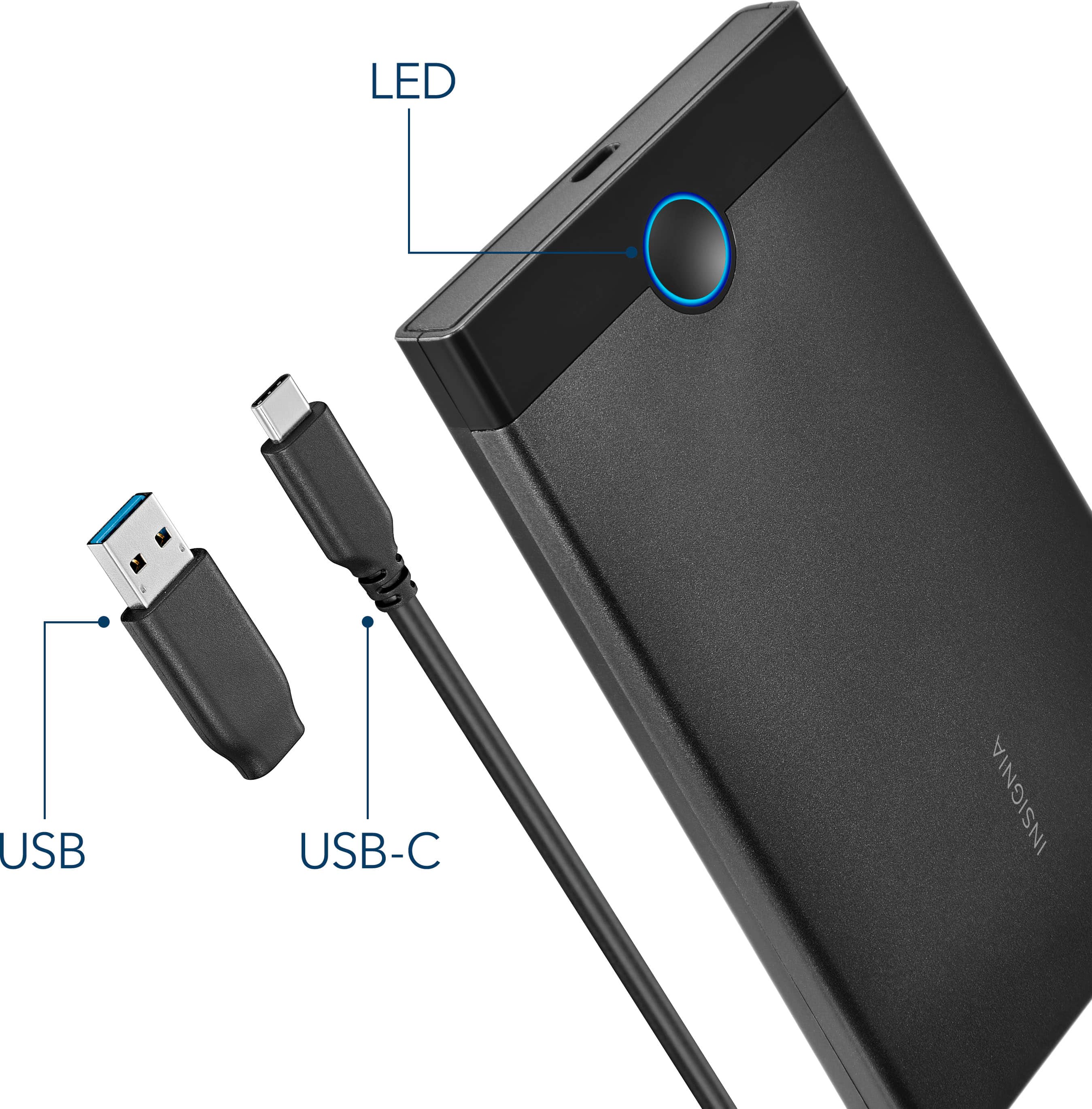 Alt View 14. Insignia™ - 2.5" SATA to USB-C HDD Enclosure.