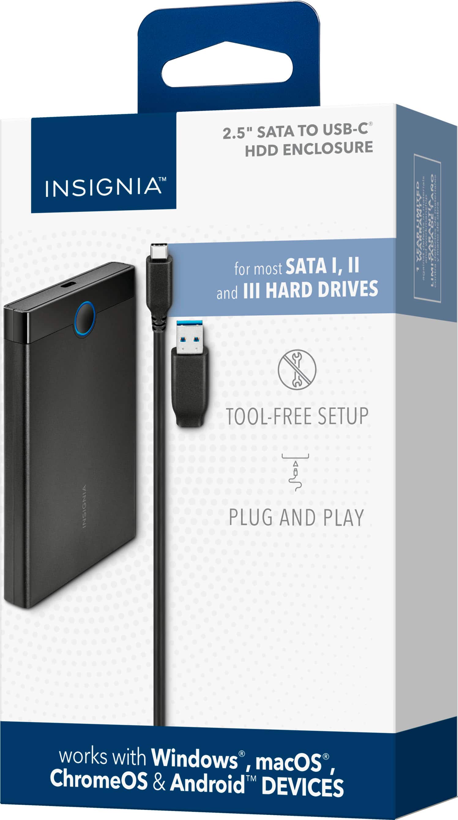 Alt View 18. Insignia™ - 2.5" SATA to USB-C HDD Enclosure.