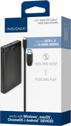 Insignia™ - 2.5" SATA to USB-C HDD Enclosure - Black - Front_Zoom