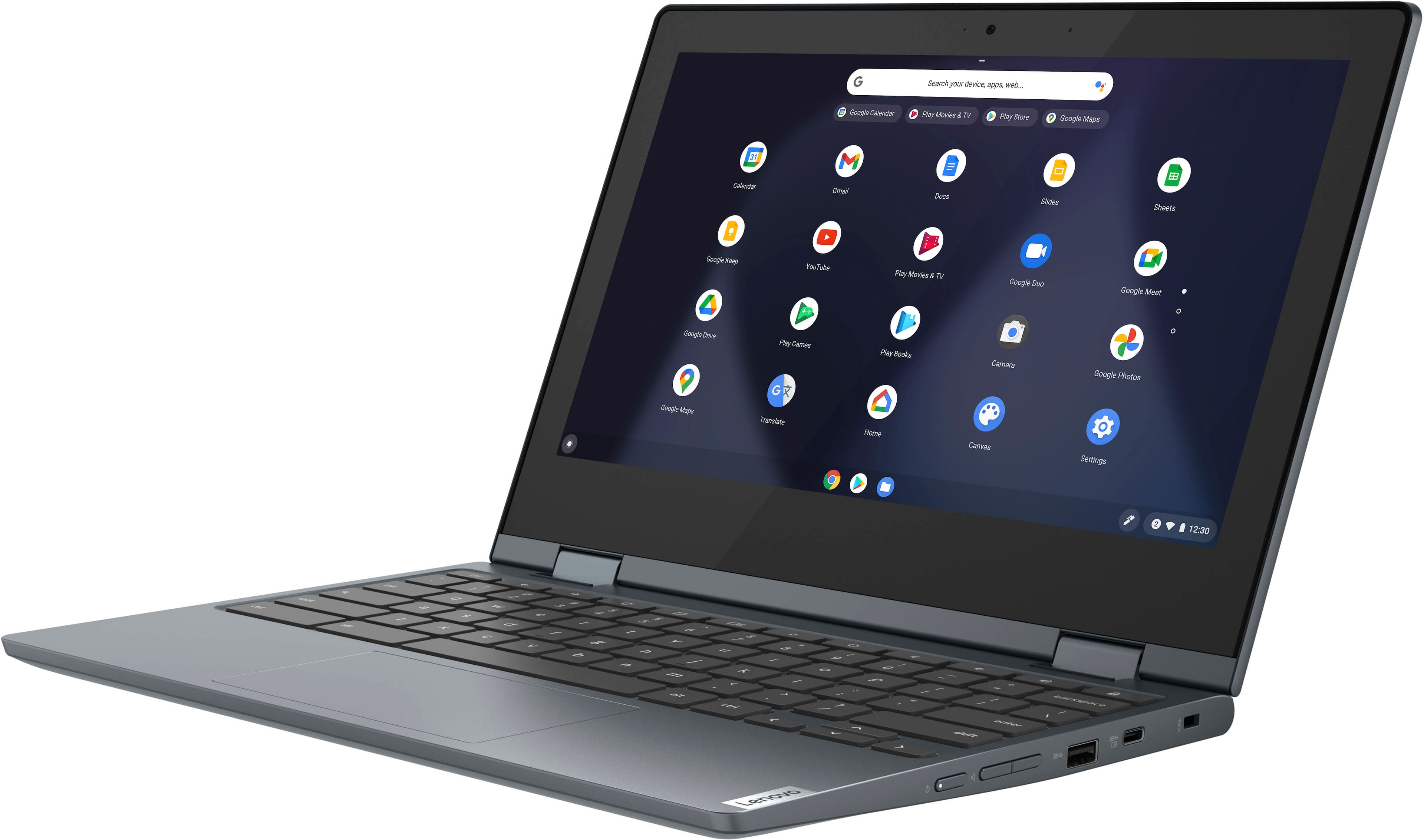 Alt View 10. Lenovo - Flex 3 Chromebook 11.6" HD Touch-screen Laptop - Celeron N4020 - 4GB - 64GB eMMC - Abyss Blue.
