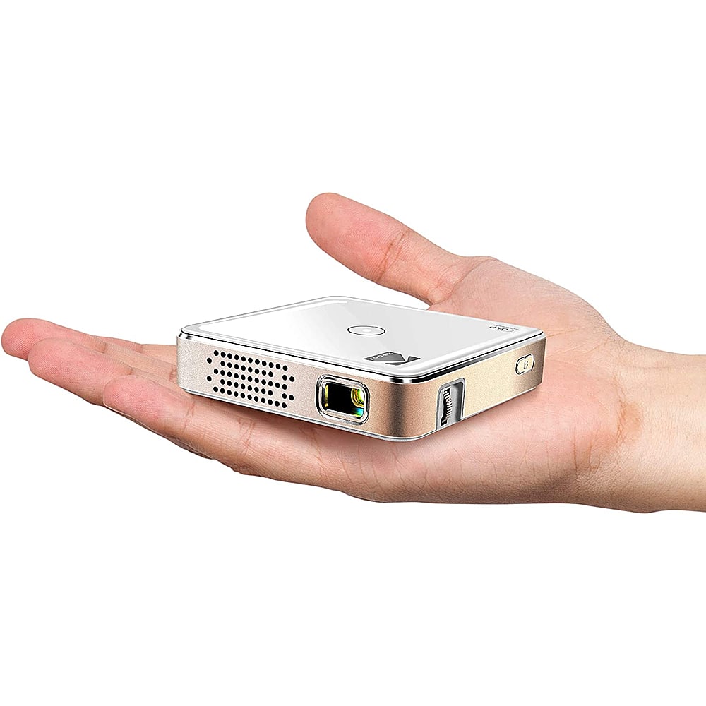 Front. Kodak - Portable Projector, 1920 x 1080 Resolution Mini Projector, 75 Lumens, LED, DLP Rechargeable Pico Projector - White.