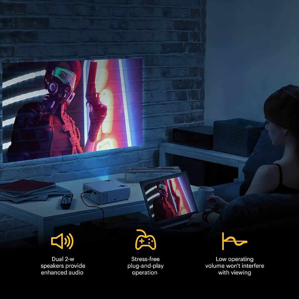 Alt View 12. Kodak - FLIK X7 Home Projector, 720p Portable Small Home Theater System w/1080p Compatibility & Bright Lumen LED Lamp - White.