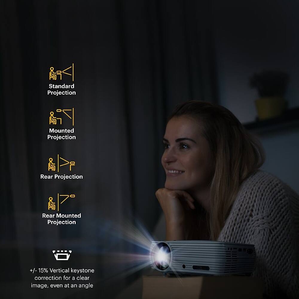 Alt View 14. Kodak - FLIK X7 Home Projector, 720p Portable Small Home Theater System w/1080p Compatibility & Bright Lumen LED Lamp - White.