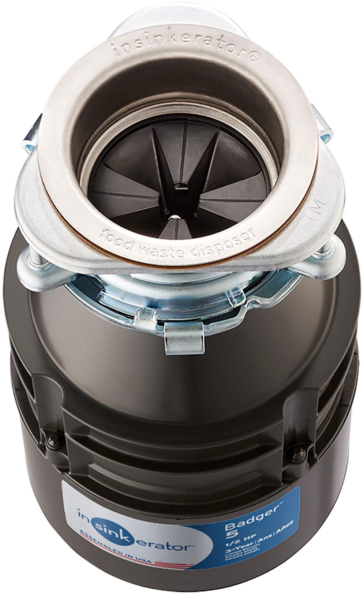 Alt View 16. InSinkerator - Badger 5 Lift and Latch Standard Series 1/2 HP Continuous Feed Garbage Disposal with Power Cord - Gray.