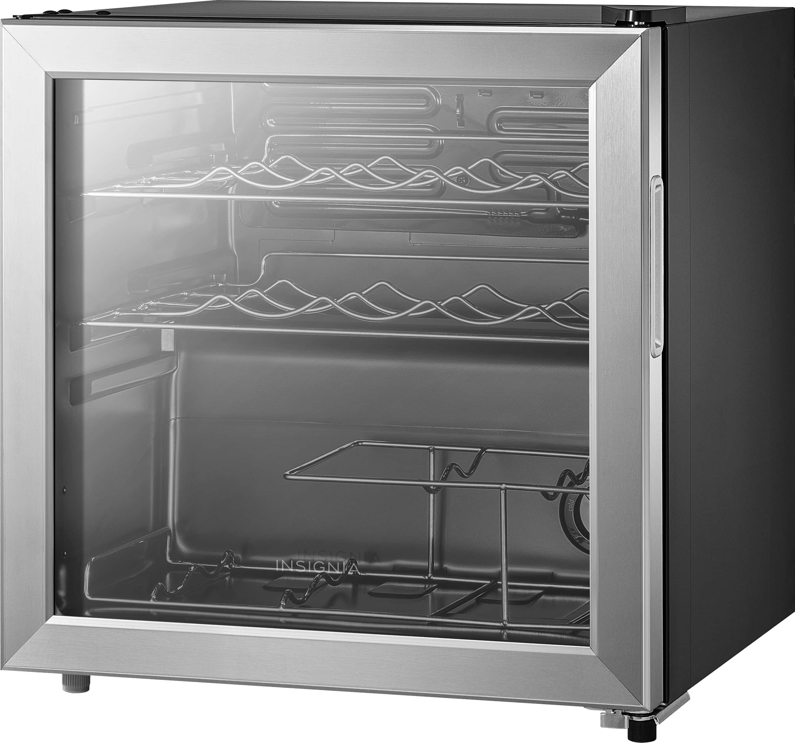 Left. Insignia™ - 14-Bottle Wine Cooler with ENERGY STAR Certification - Stainless Steel.