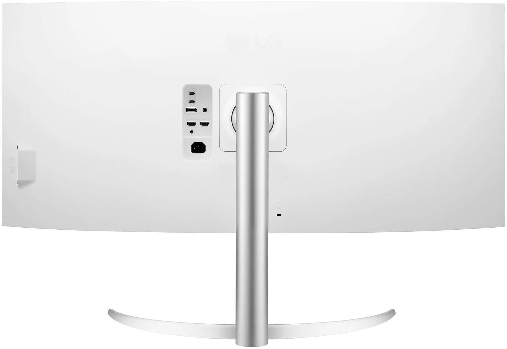 Back. LG - 40” IPS LED Curved UltraWide WHUD 71Hz Monitor with HDR (HDMI, DisplayPort, USB) - Silver/White.