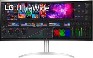 LG - 40” IPS LED Curved UltraWide WHUD Monitor with HDR (HDMI, DisplayPort, USB) - Silver/White - Front_Zoom