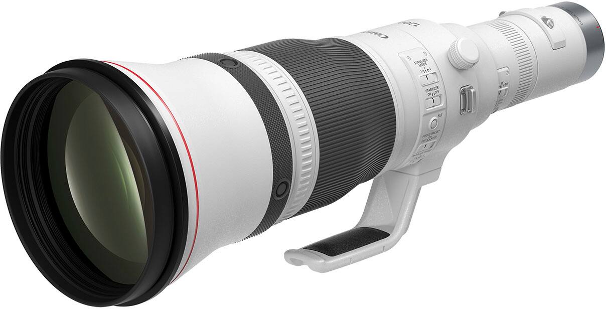 Left. Canon - RF1200mm F8 L IS USM Telephoto Lens for EOS R-Series Cameras - White.