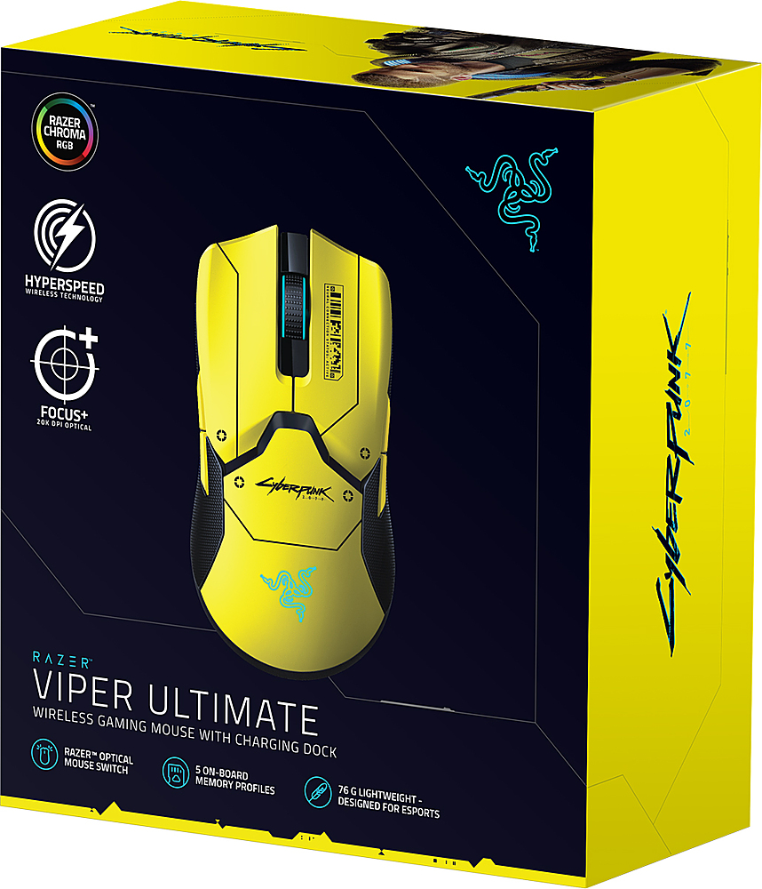 Razer Viper Ultimate Ultralight Wireless Optical Gaming Ambidextrous Mouse  with Charging Dock Cyberpunk 2077 RZ01-03050500-R3U1 - Best Buy