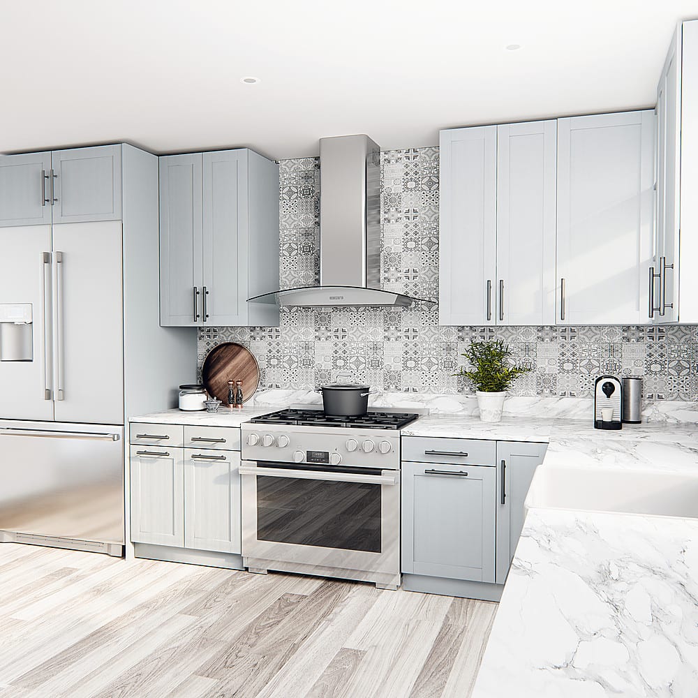 Alt View 13. Zephyr - Brisas 36 in. 600 CFM Curved Glass Wall Mount Range Hood with LED Lights - Silver.