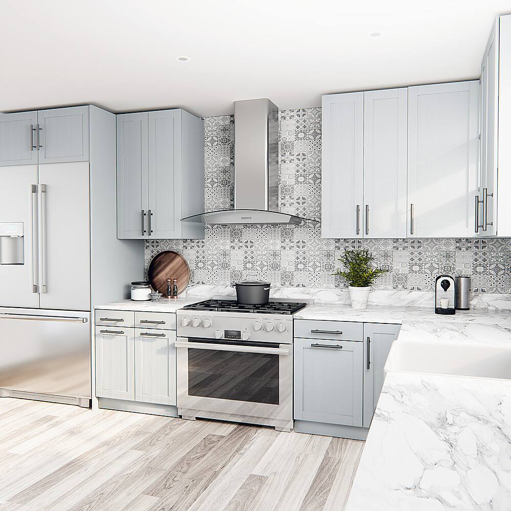 Alt View 13. Zephyr - Brisas 36 in. 600 CFM Curved Glass Wall Mount Range Hood with LED Lights - Silver.