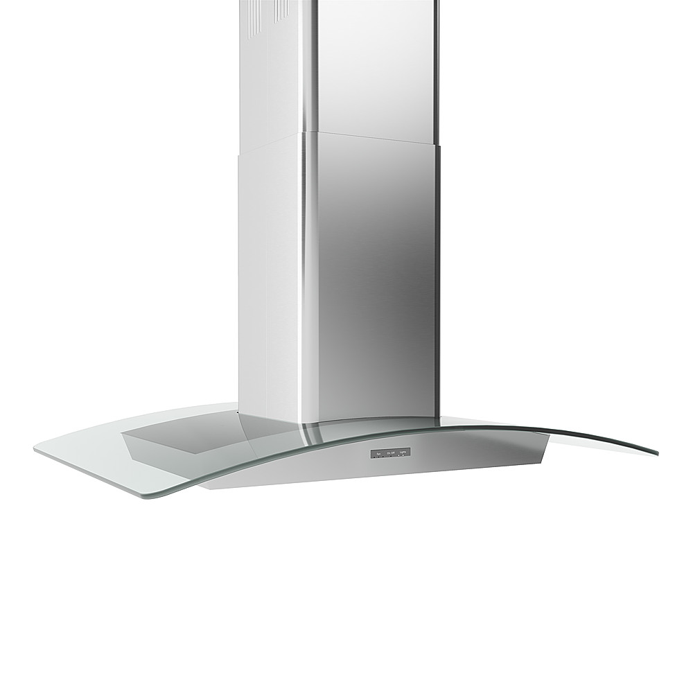 Left View: Zephyr - Brisas 30 in. 600 CFM Curved Glass Island Mount Range Hood with LED Lights - Stainless steel and glass