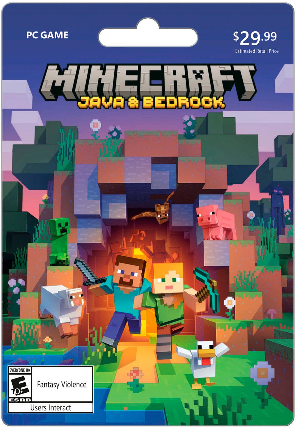 Front. Minecraft - $29.99- Java and Bedrock Edition. - E10+ (Everyone 10+)