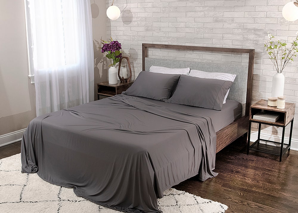 Angle View: Bedgear - Dri-Tec Moisture-Wicking Sheet Sets- Twin/Twin XL - Grey