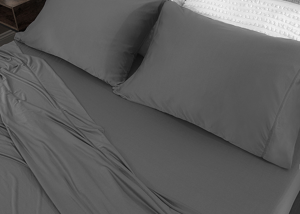 Left View: Bedgear - Dri-Tec Moisture-Wicking Sheet Sets- Twin/Twin XL - Grey
