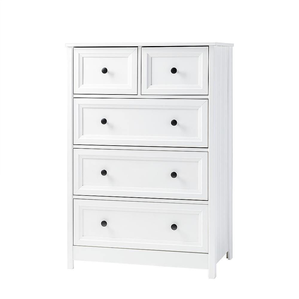 Angle View: Walker Edison - Classic Grooved 5-Drawer Dresser - White