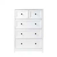 Walker Edison - Classic Grooved 5-Drawer Dresser - White - Front_Zoom