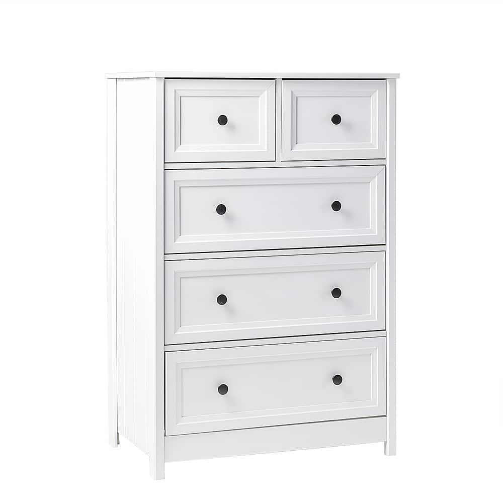 Left. Walker Edison - Classic Grooved 5-Drawer Dresser - White.