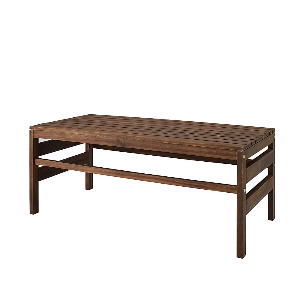 Angle View: Walker Edison - Modern Slat Top Outdoor Coffee Table - Dark Brown