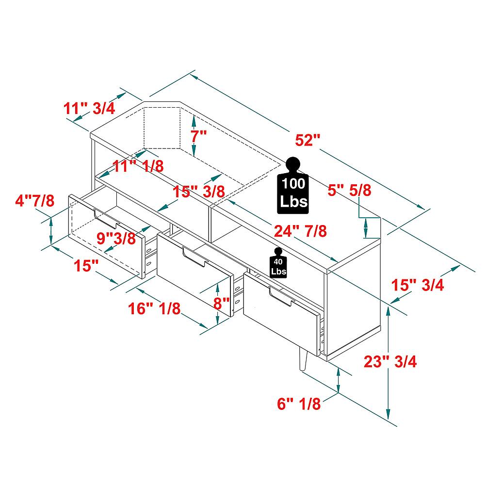 Walker Edison Mid Century TV Stand for Most TVs up to 55” White