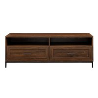 Walker Edison - Contemporary 2-Drawer TV Stand for Most TVs up to 60” - Dark Walnut - Front_Zoom