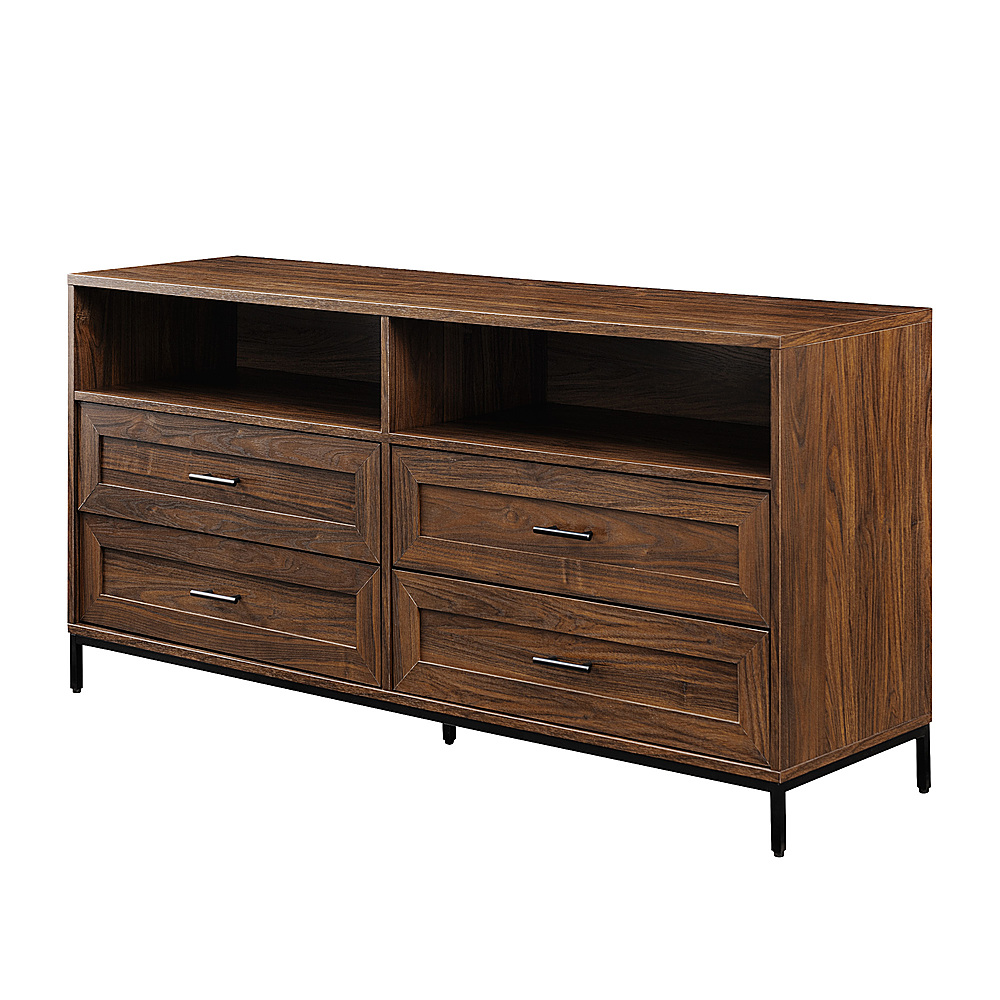 Angle View: Walker Edison - Contemporary 4-Drawer TV Stand for Most TVs up to 60” - Dark Walnut