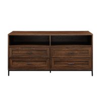Walker Edison - Contemporary 4-Drawer TV Stand for Most TVs up to 60” - Dark Walnut - Front_Zoom