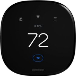 ecobee - Enhanced Smart Programmable Touch-Screen Wi-Fi Thermostat with Alexa, Apple HomeKit and Google Assistant - Black - Front_Zoom