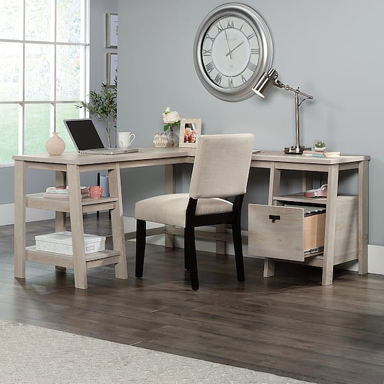 Sauder Trestle L Desk Chalked Chestnut 428833 Best Buy