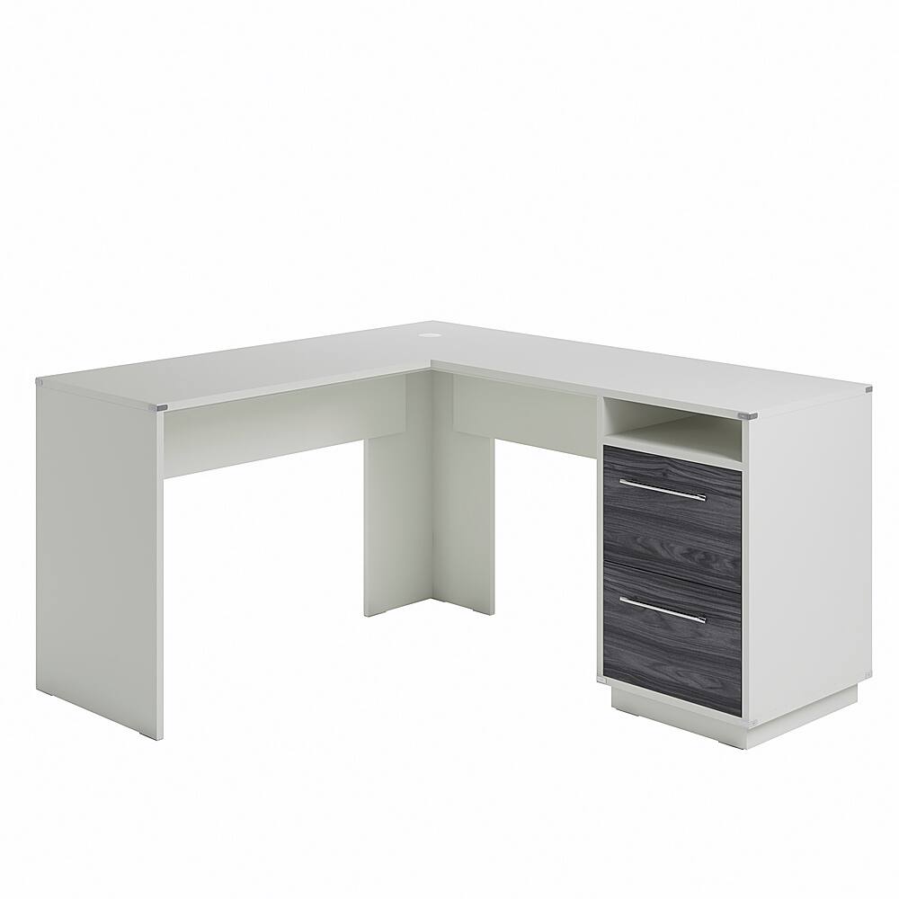 Angle View: Sauder - Vista Key L-Desk Pearl Wh/Misted Elm - Pearl Oak