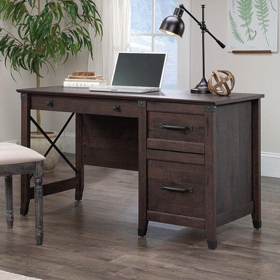 Sauder Carson Forge Desk w/ Drawers Coffee Oak 431580 - Best Buy