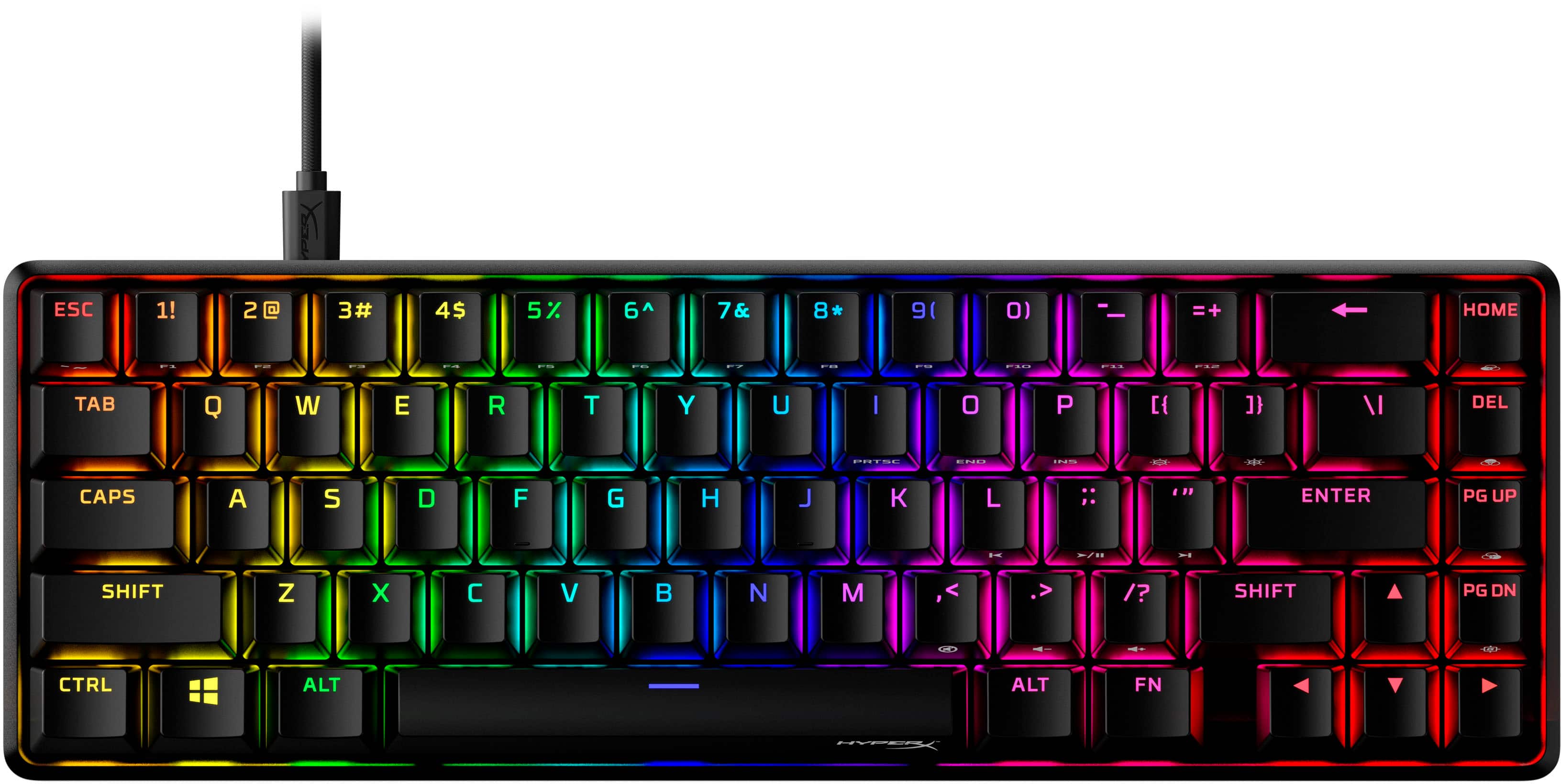 Front. HyperX - Alloy Origins 65% Compact Wired Mechanical Red Linear Switch Gaming Keyboard with RGB Lighting - Black.