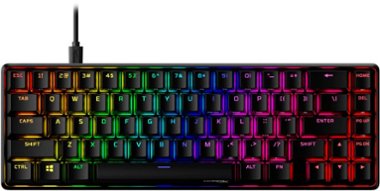 HyperX - Alloy Origins 65% Compact Wired Mechanical Red Linear Switch Gaming Keyboard with RGB Lighting - Black - Front_Zoom