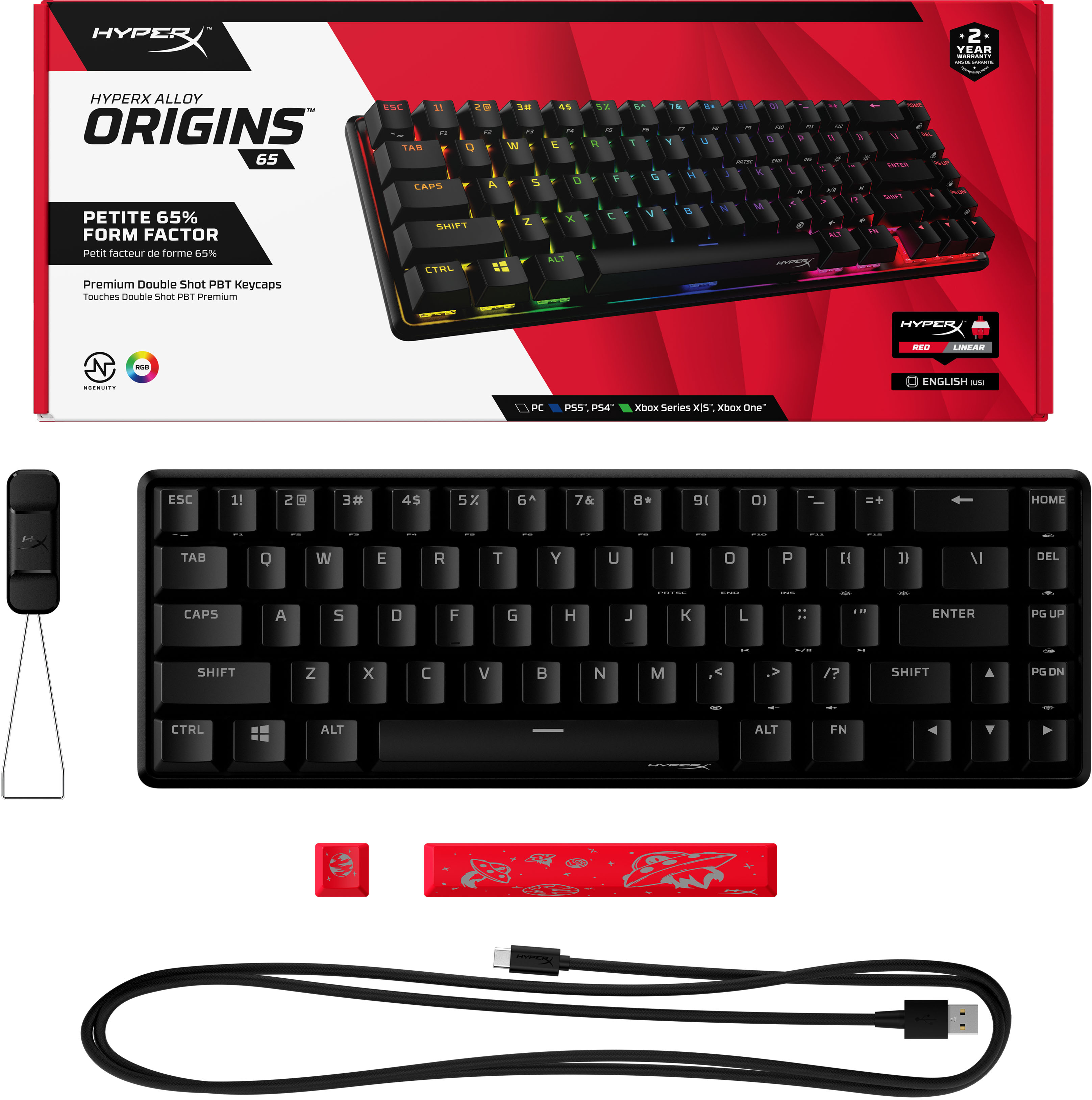 spannend lijden Grijp HyperX Alloy Origins 65% Compact Wired Mechanical Red Linear Switch Gaming  Keyboard with RGB Lighting Black 4P5D6AA#ABA - Best Buy