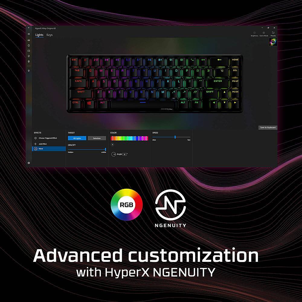 Advanced customization with HyperX NGENUITY