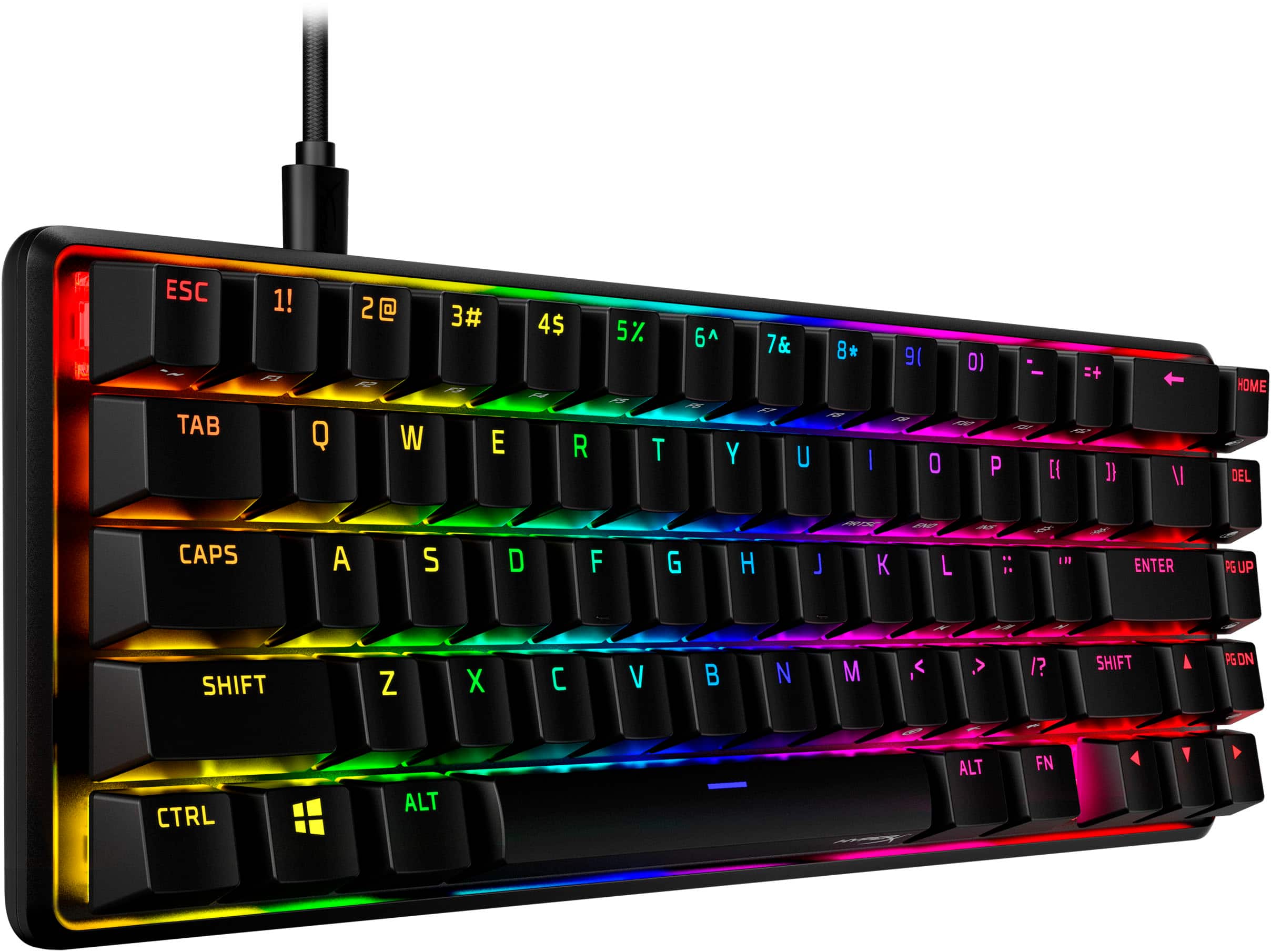 Left. HyperX - Alloy Origins 65% Compact Wired Mechanical Red Linear Switch Gaming Keyboard with RGB Lighting - Black.