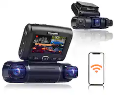 Front. Rexing - S3 1080p 3-Channel Wi-Fi Dash Cam with Built-in GPS - Black.