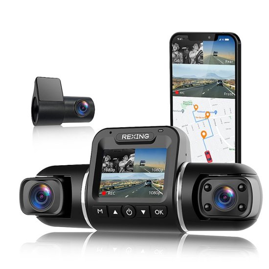 Rexing V2 Pro 1080p 3-Channel AI Car Dash Cam with Wi-Fi Built-in GPS and  Adhesive Mount Black BBYV2PROAI - Best Buy