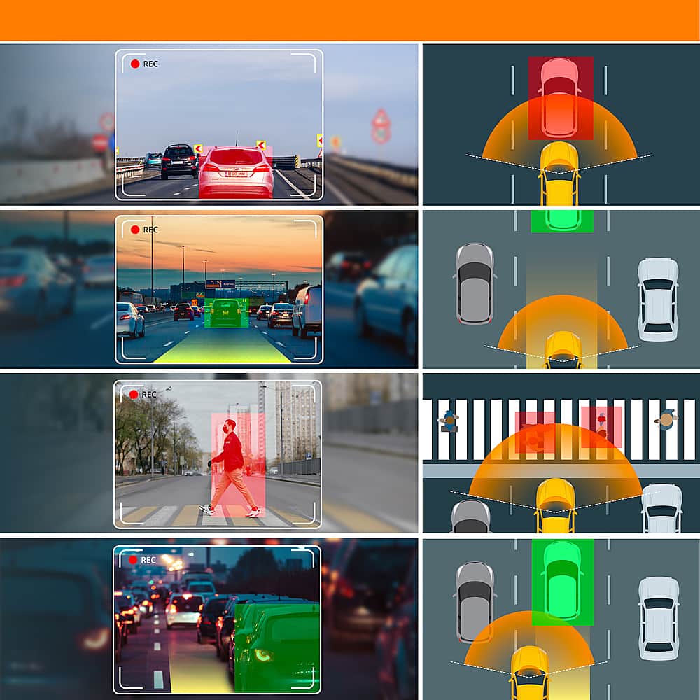 Alt View 17. Rexing - V2 Pro 1080p 3-Channel AI Car Dash Cam with Wi-Fi Built-in GPS and Adhesive Mount - Black.