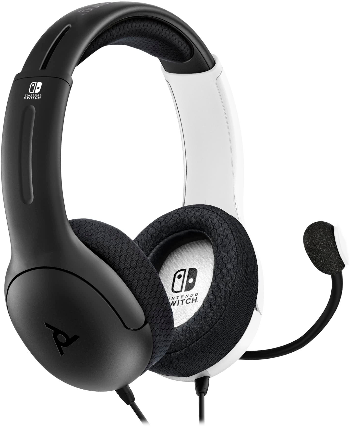 Angle View: PDP Gaming LVL40 Wired Stereo Gaming Headset for Nintendo Switch - Black and White