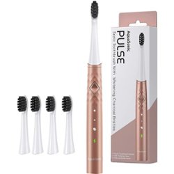 AquaSonic - Sonic Rechargeable Electric Toothbrush with Activated Charcoal Whitening Bristles - Rose Gold - Angle_Zoom