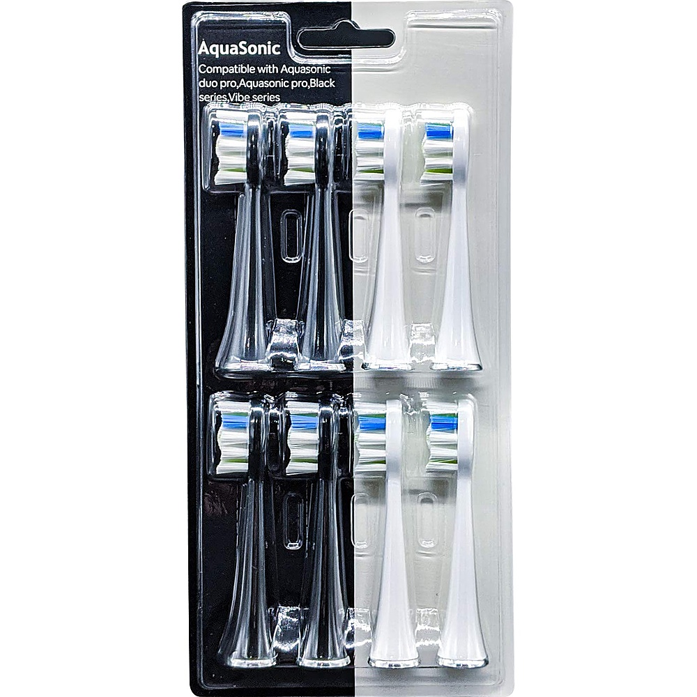 Angle View: AquaSonic - ProFlex Replacement Brush Heads (8-Pack) - White/Black