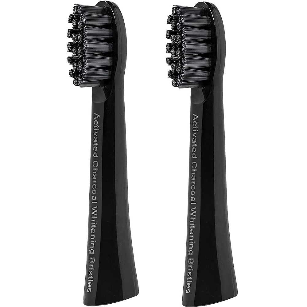 AquaSonic - Activated Charcoal Pulse Replacement Brush Heads (2-Pack) - Black