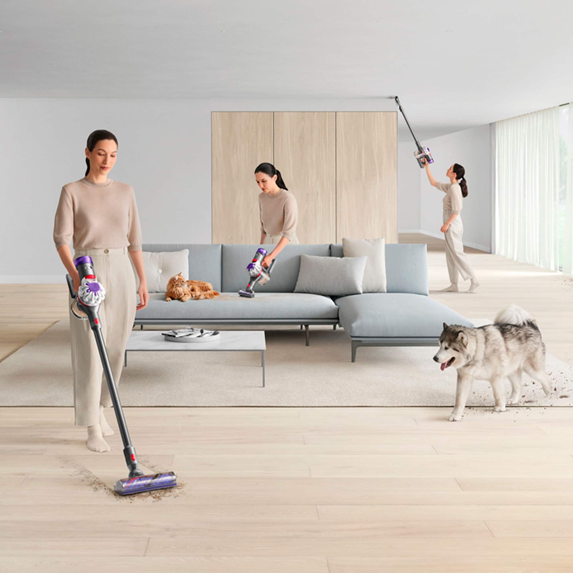 Left. Dyson - V8 Cordless Vacuum with 6 accessories - Silver/Nickel.