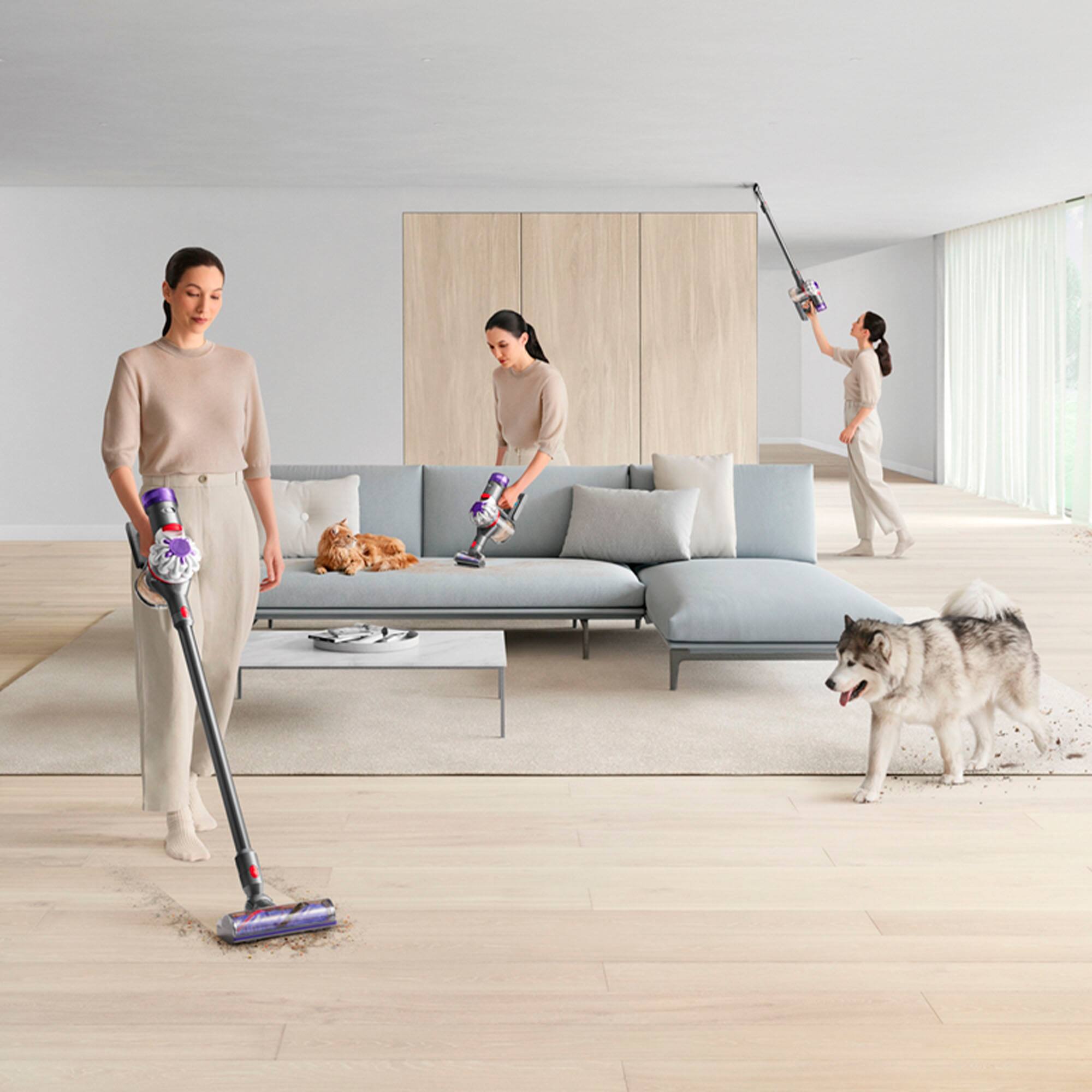 Left. Dyson - V8 Cordless Vacuum with 6 accessories - Silver/Nickel.