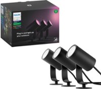 Philips - Hue Lily Outdoor Spotlight Basekit (3-pack) - White and Color Ambiance - Front_Zoom