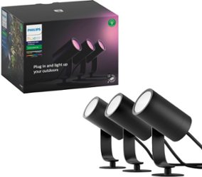 Philips - Hue Lily Outdoor Spotlight Basekit (3-pack) - Black - Front_Zoom